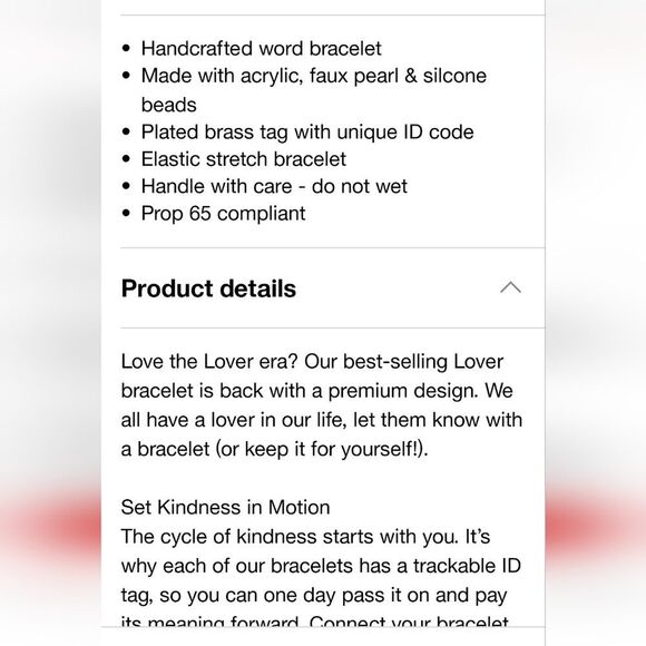 Little Words Project Lover Beaded Bracelet - Picture 3 of 6